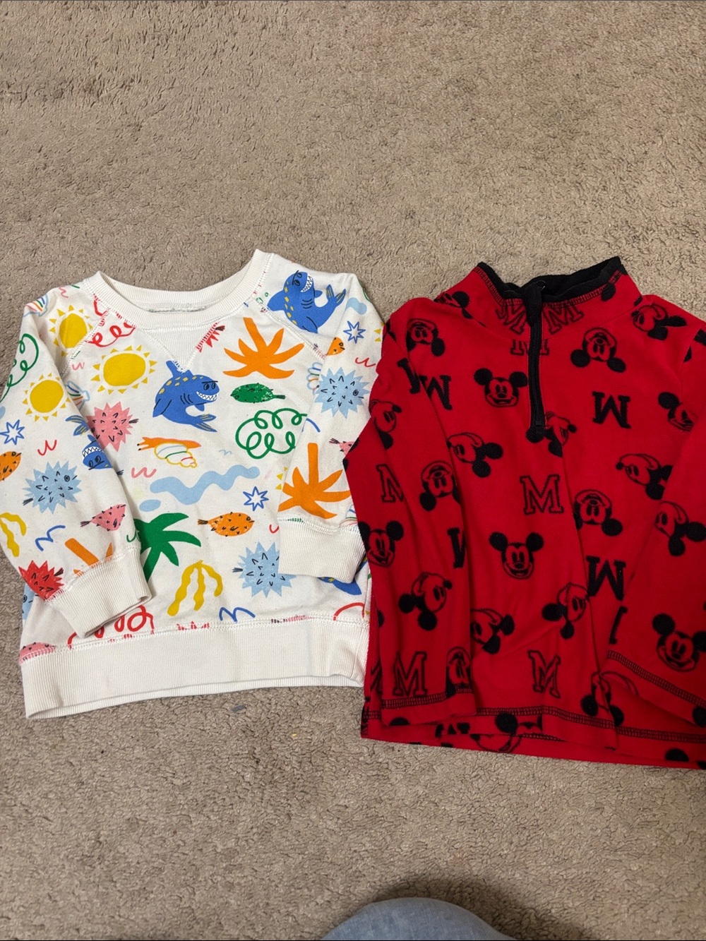 Disney Red Mickey Patterned Hoodie & Multicolor Graphic Sweatshirt Set